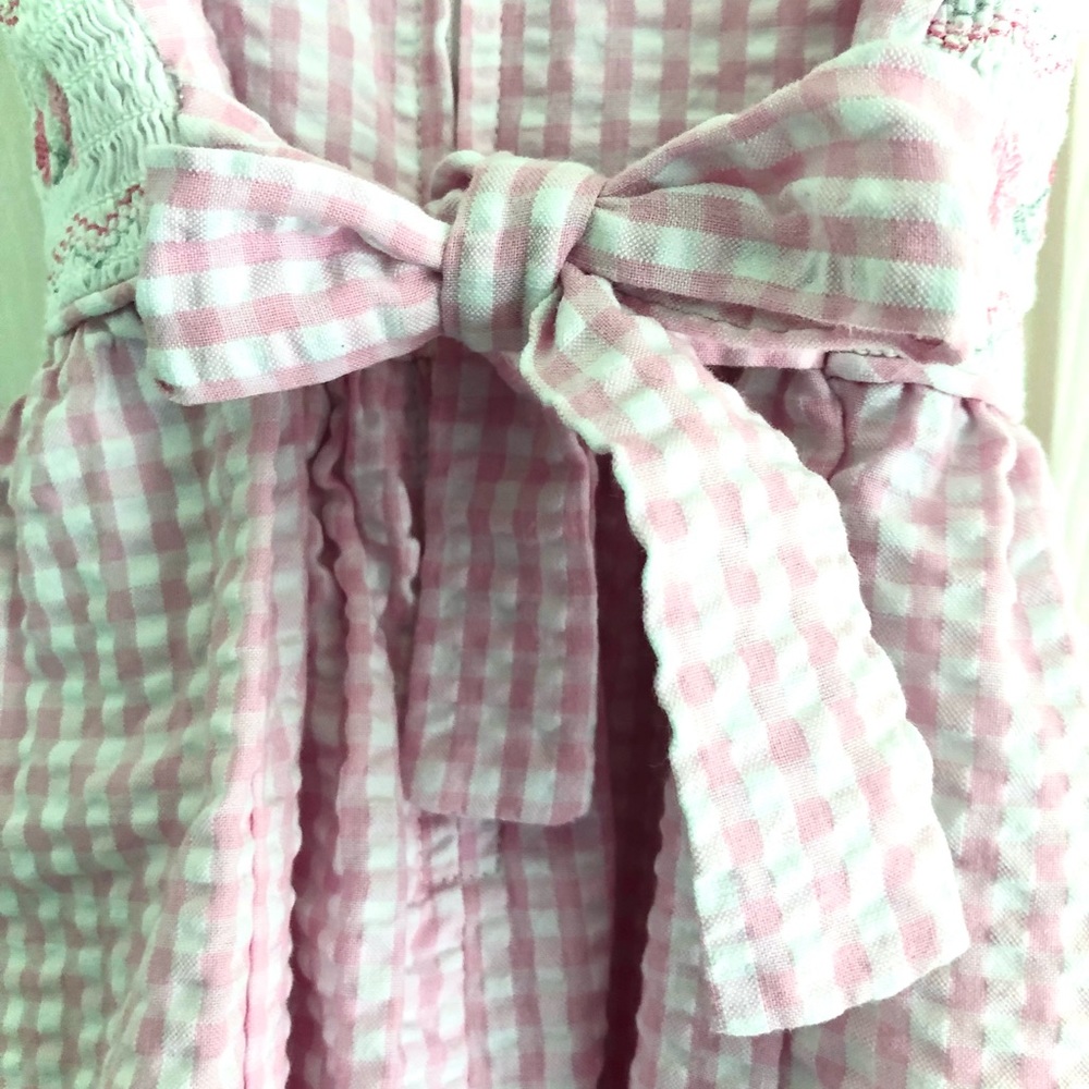 Pink & White Checkered dress w/ Smocking - Picture 9 of 9
